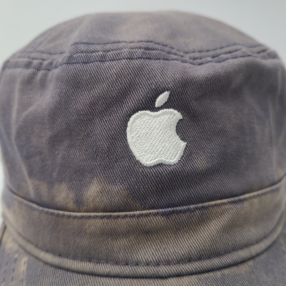 Apple Hat Adjustable Blue Distressed Cadet Military Army Cap Tech Logo Promo Men - Picture 5 of 14